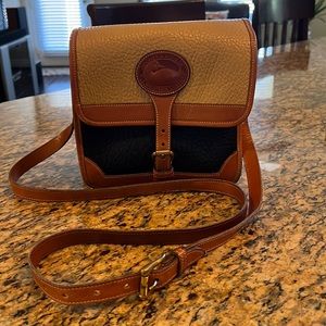 Dooney & Bourke Vintage Black and Tan Crossbody Bag.  Made in USA